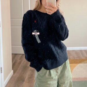 Polo Ralph Lauren Boys Cable-Knit Cotton Cotton Sweater - Black XL